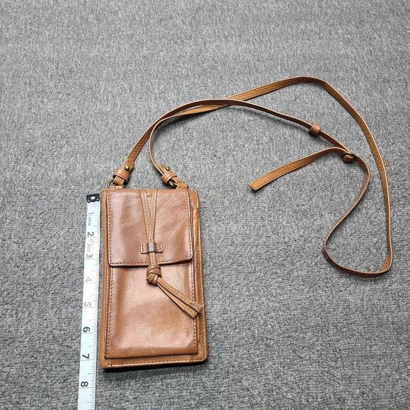 Lucky Brand Crossbody Wallet Womens Tan Genuine Leather Phone Adjustable Strap - Picture 2 of 8